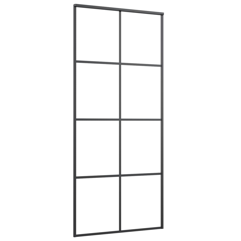 vidaXL Schuifdeur 83x205 cm aluminium en ESG-glas zwart