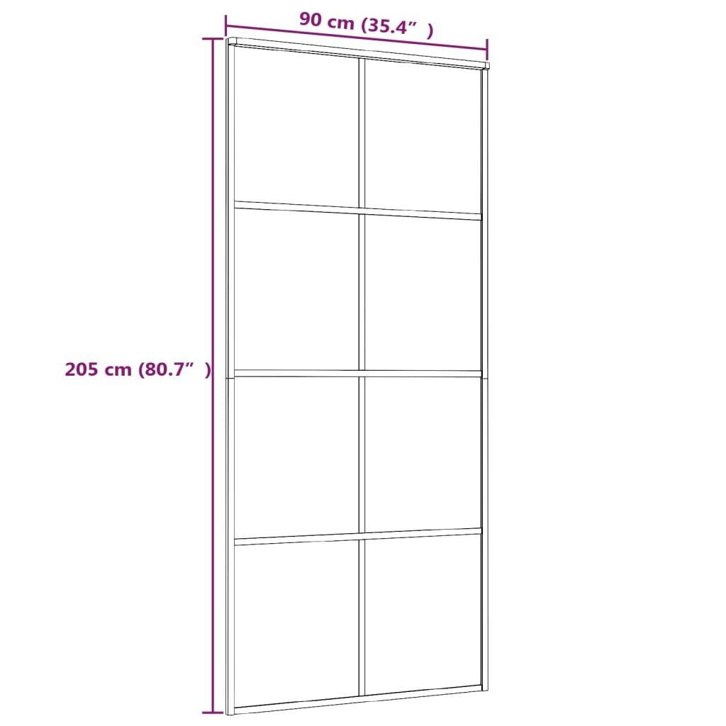 vidaXL Schuifdeur 83x205 cm aluminium en ESG-glas zwart