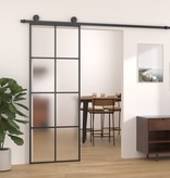 vidaXL Schuifdeur 76x205 cm aluminium en ESG-glas zwart