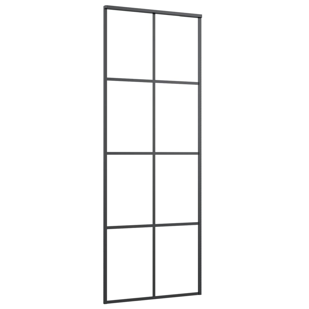 vidaXL Schuifdeur 76x205 cm aluminium en ESG-glas zwart