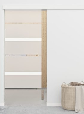 VidaXL Schuifdeur 76x205 cm ESG-glas en aluminium zilverkleurig