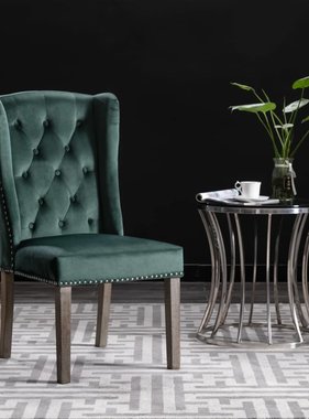 VidaXL Eetkamerstoel fluweel donkergroen