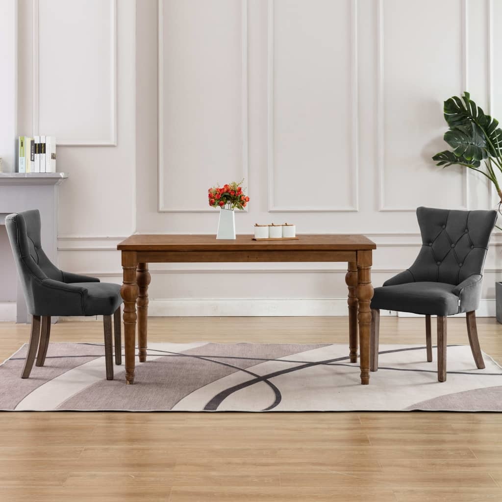 VidaXL Eetkamerstoelen 2 st stof grijs