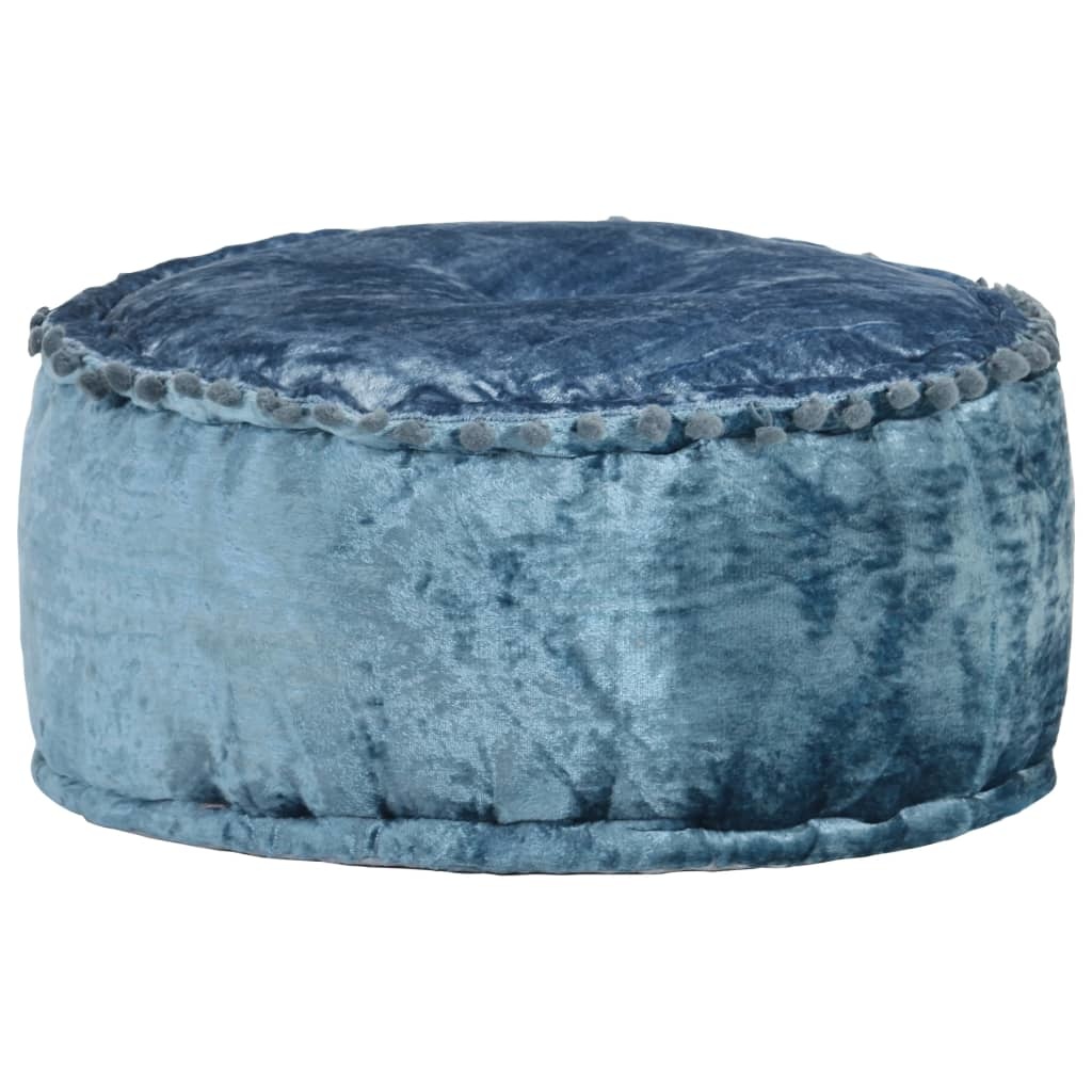 VidaXL Poef rond 40x20 cm fluweel blauw