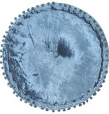 VidaXL Poef rond 40x20 cm fluweel blauw