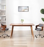 VidaXL Eetkamerstoel draaibaar gebogen hout en stof grijs