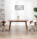 VidaXL Eetkamerstoel draaibaar gebogen hout en kunstleer wit