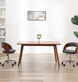 VidaXL Eetkamerstoel draaibaar gebogen hout en stof grijs