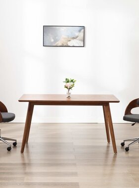 VidaXL Eetkamerstoel draaibaar gebogen hout en stof grijs