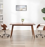 VidaXL Eetkamerstoel draaibaar gebogen hout en kunstleer wit