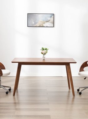 VidaXL Eetkamerstoel draaibaar gebogen hout en kunstleer wit