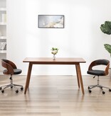 VidaXL Eetkamerstoel draaibaar gebogen hout en kunstleer zwart