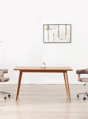 VidaXL Eetkamerstoel draaibaar gebogen hout en stof taupe