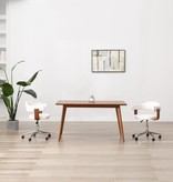 VidaXL Eetkamerstoel draaibaar gebogen hout en kunstleer wit