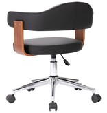 VidaXL Eetkamerstoel draaibaar gebogen hout en kunstleer zwart