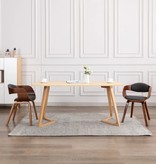 VidaXL Eetkamerstoelen 2 st gebogen hout en stof grijs