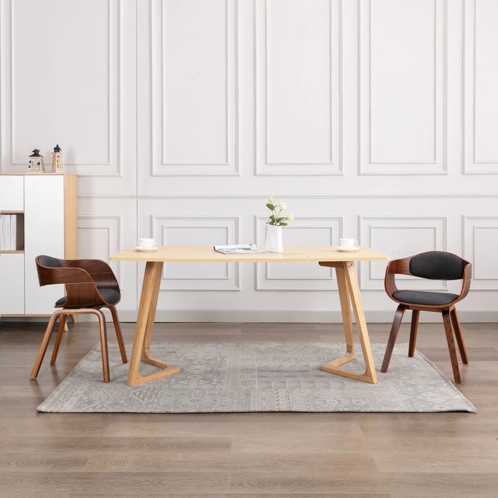 VidaXL Eetkamerstoelen 2 st gebogen hout en stof grijs