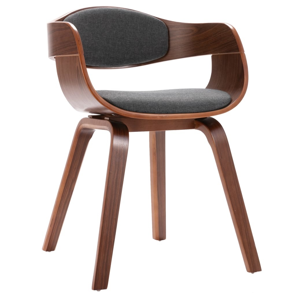 VidaXL Eetkamerstoelen 2 st gebogen hout en stof grijs