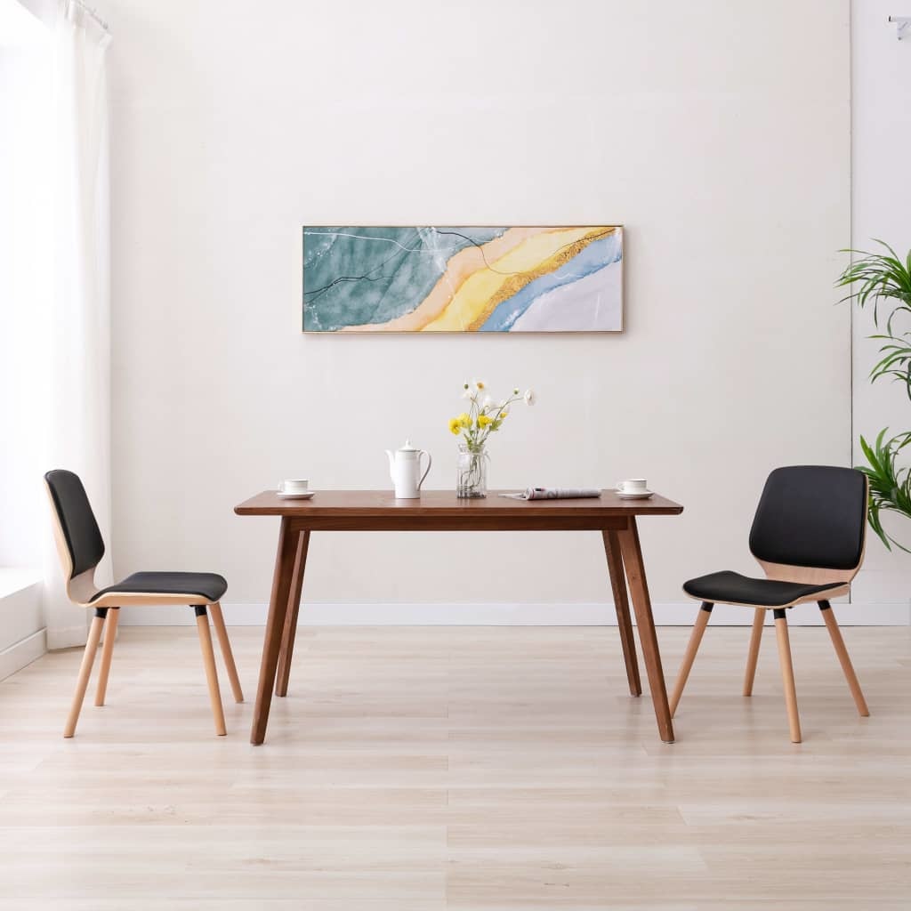 VidaXL Eetkamerstoelen 2 st kunstleer zwart