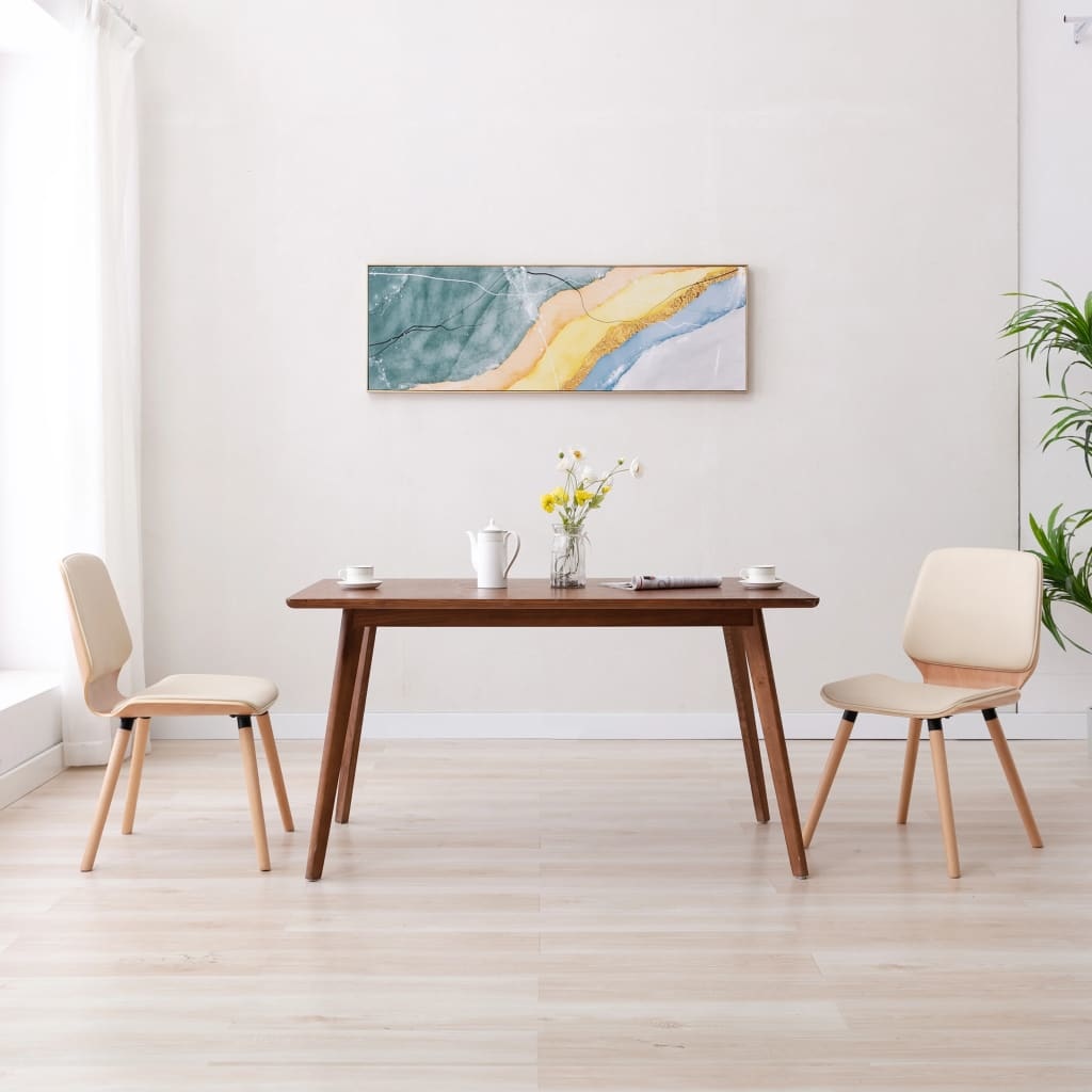 VidaXL Eetkamerstoelen 2 st kunstleer crème