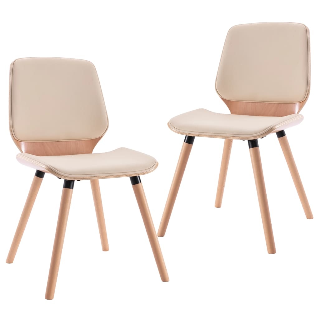 vidaXL Eetkamerstoelen 2 st kunstleer crème