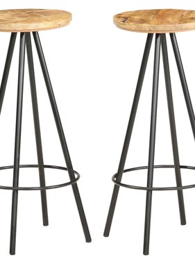 VidaXL Barkrukken 2 st ruw mangohout