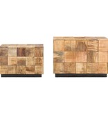 VidaXL Salontafels 2 st blokontwerp ruw mangohout