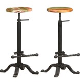 VidaXL Barkrukken 2 st gietijzer en massief gerecycled hout