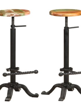 VidaXL Barkrukken 2 st gietijzer en massief gerecycled hout