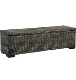 vidaXL Opbergbox 120 cm kubu rattan en massief mangohout zwart