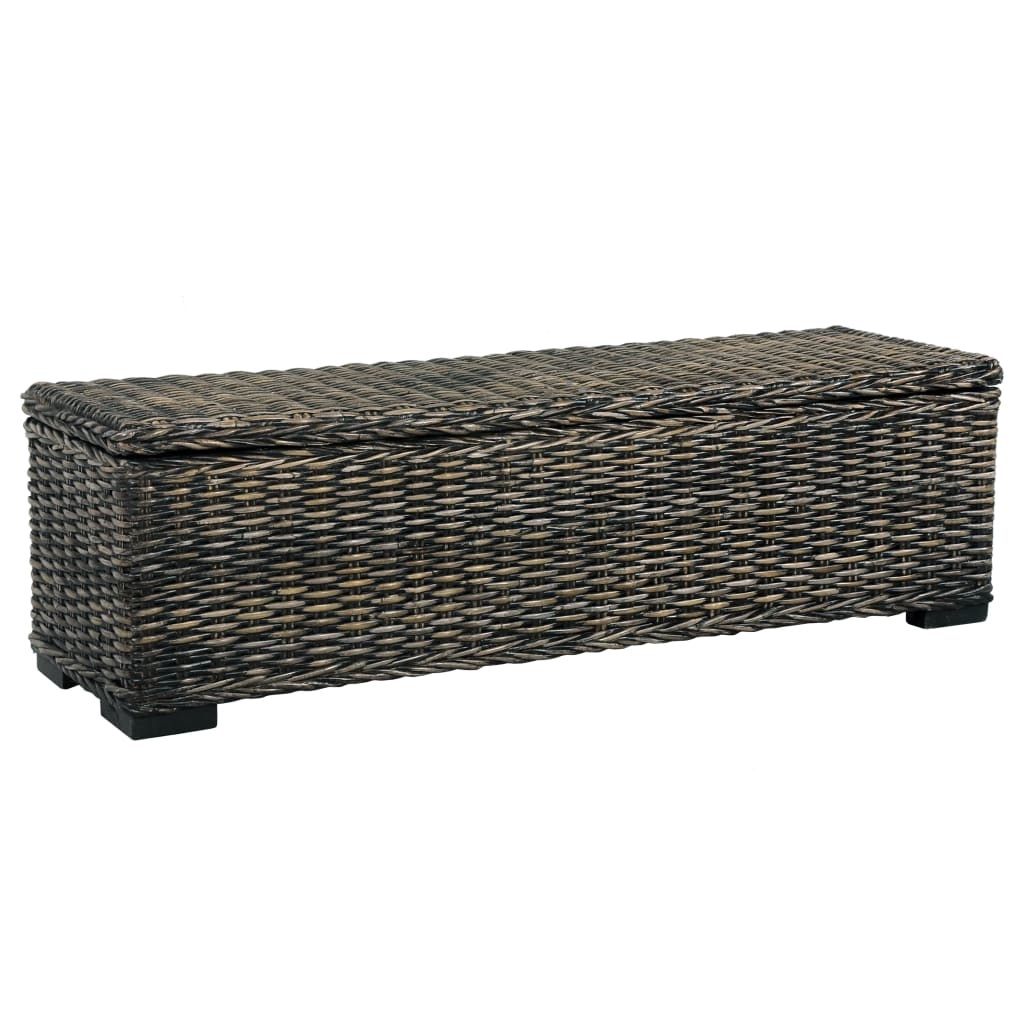 VidaXL Opbergbox 120 cm kubu rattan en massief mangohout zwart