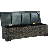 VidaXL Opbergbox 120 cm kubu rattan en massief mangohout zwart
