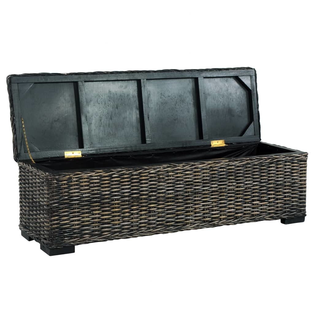 VidaXL Opbergbox 120 cm kubu rattan en massief mangohout zwart
