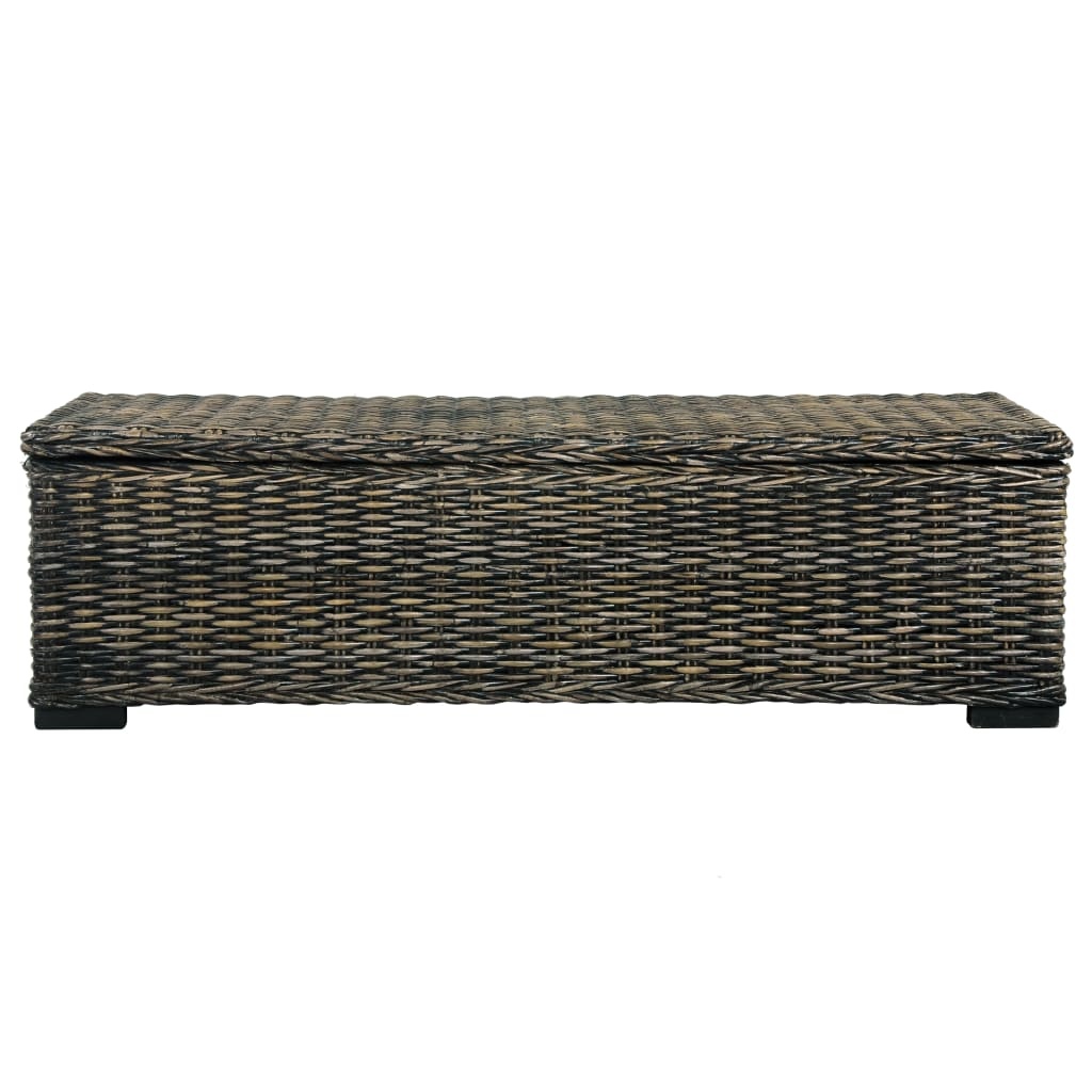 VidaXL Opbergbox 120 cm kubu rattan en massief mangohout zwart