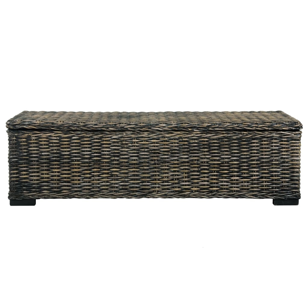 vidaXL Opbergbox 120 cm kubu rattan en massief mangohout zwart