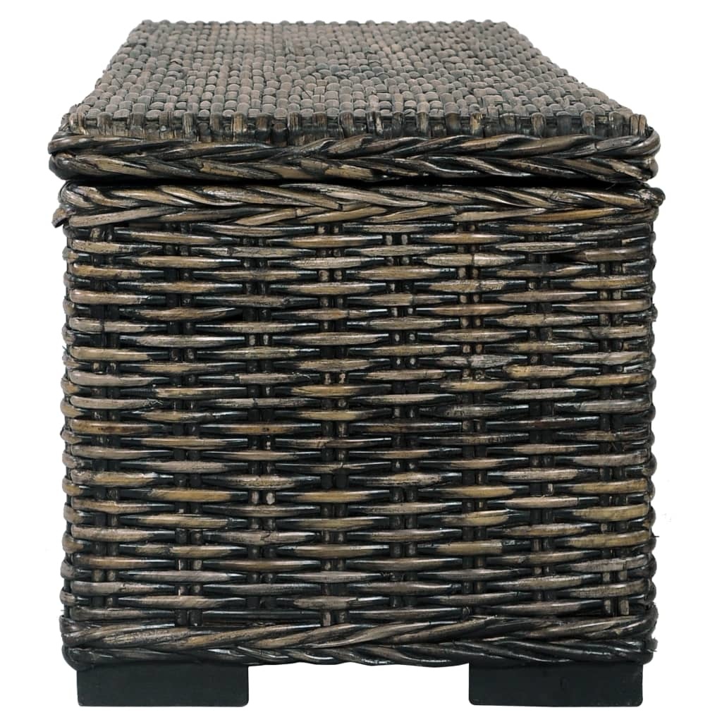 VidaXL Opbergbox 120 cm kubu rattan en massief mangohout zwart