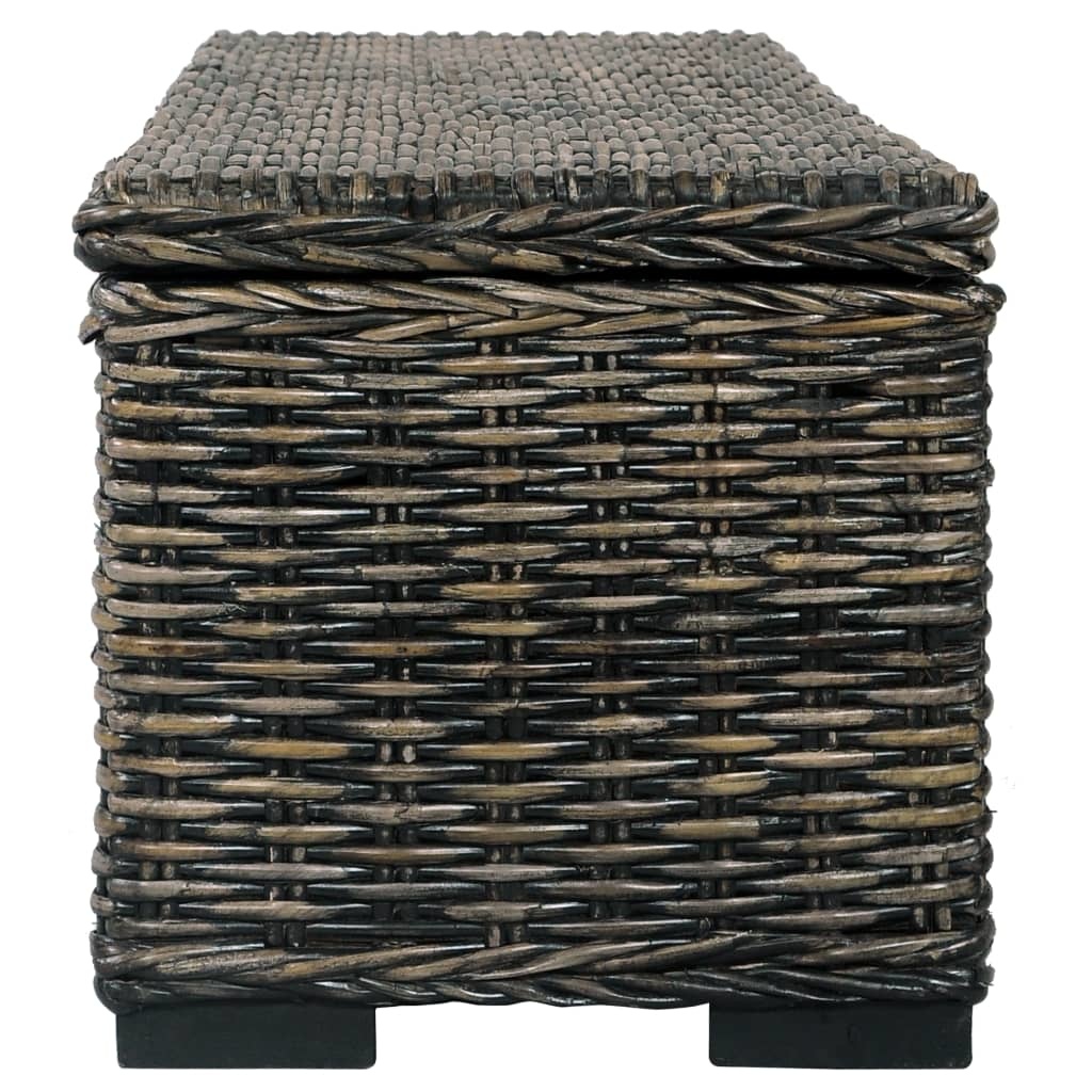 vidaXL Opbergbox 120 cm kubu rattan en massief mangohout zwart