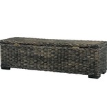 VidaXL Opbergbox 120 cm kubu rattan en massief mangohout zwart