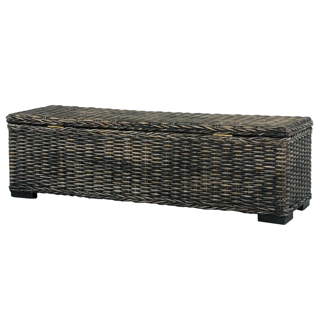 VidaXL Opbergbox 120 cm kubu rattan en massief mangohout zwart