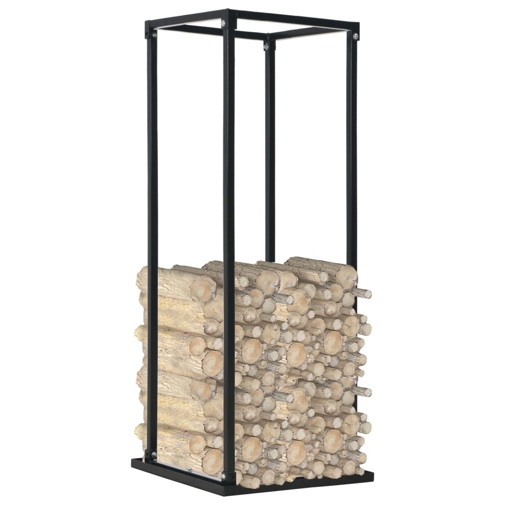 VidaXL Haardhoutrek met basis 37x37x113 cm staal zwart