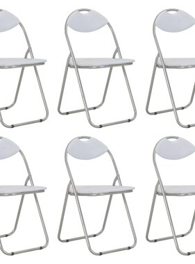 VidaXL Eetkamerstoelen inklapbaar 6 st kunstleer wit