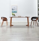 VidaXL Eetkamerstoel met houten frame stof grijs