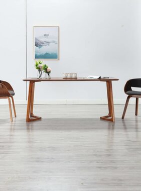 VidaXL Eetkamerstoel met houten frame stof grijs