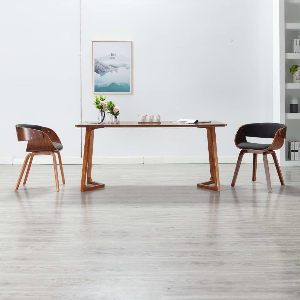 VidaXL Eetkamerstoel met houten frame stof grijs