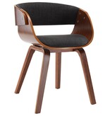 VidaXL Eetkamerstoel met houten frame stof grijs