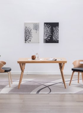 VidaXL Eetkamerstoelen 2 st gebogen hout en kunstleer zwart