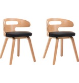 VidaXL Eetkamerstoelen 2 st gebogen hout en kunstleer zwart