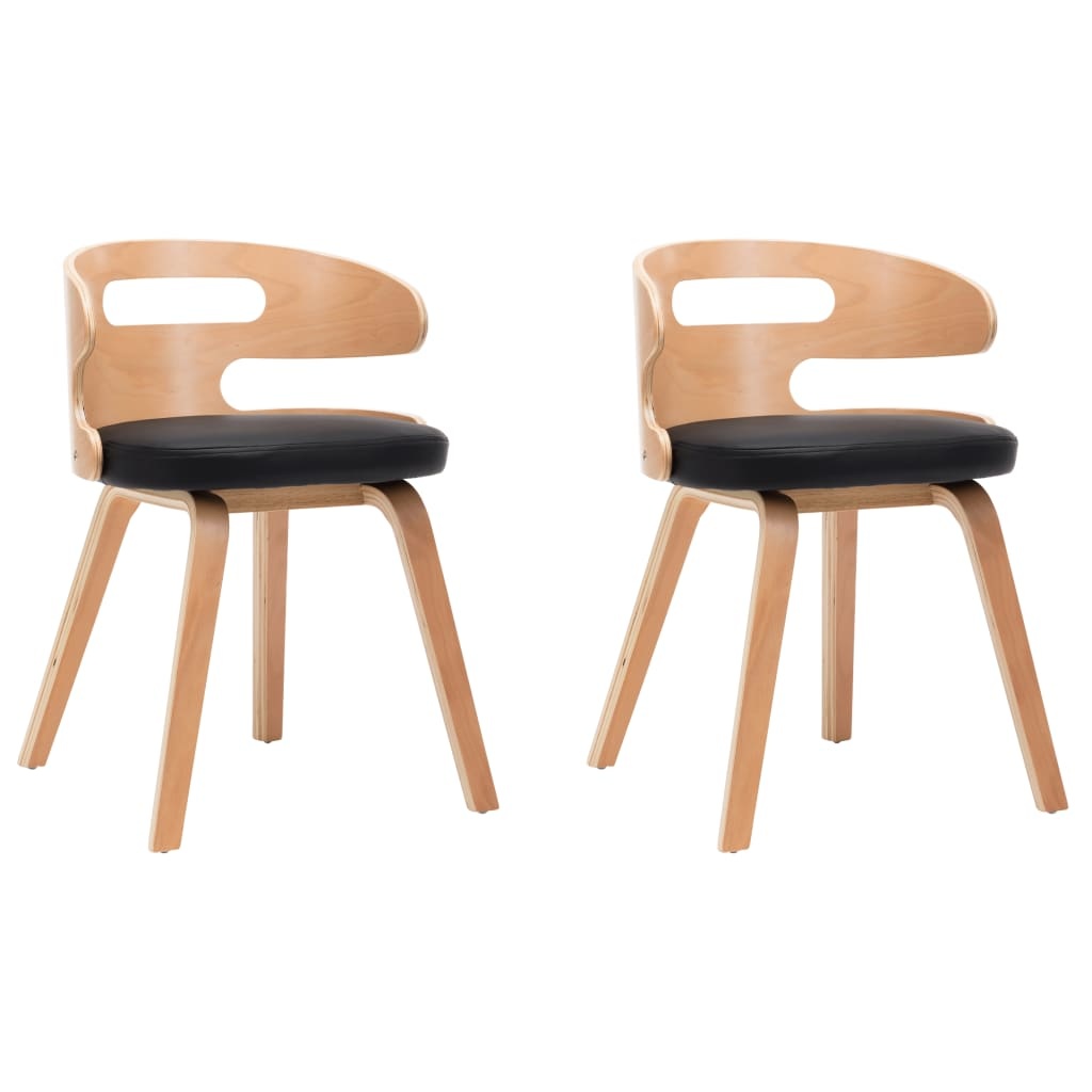 VidaXL Eetkamerstoelen 2 st gebogen hout en kunstleer zwart