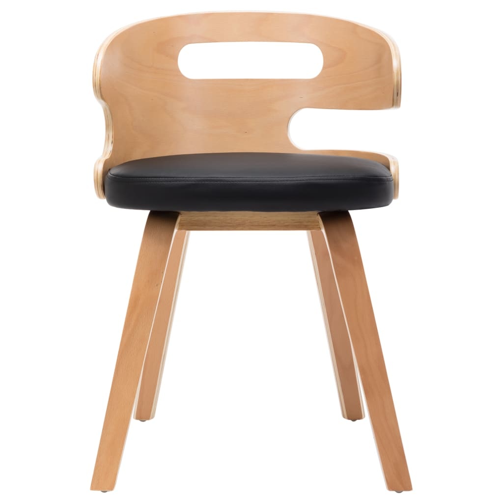 VidaXL Eetkamerstoelen 2 st gebogen hout en kunstleer zwart