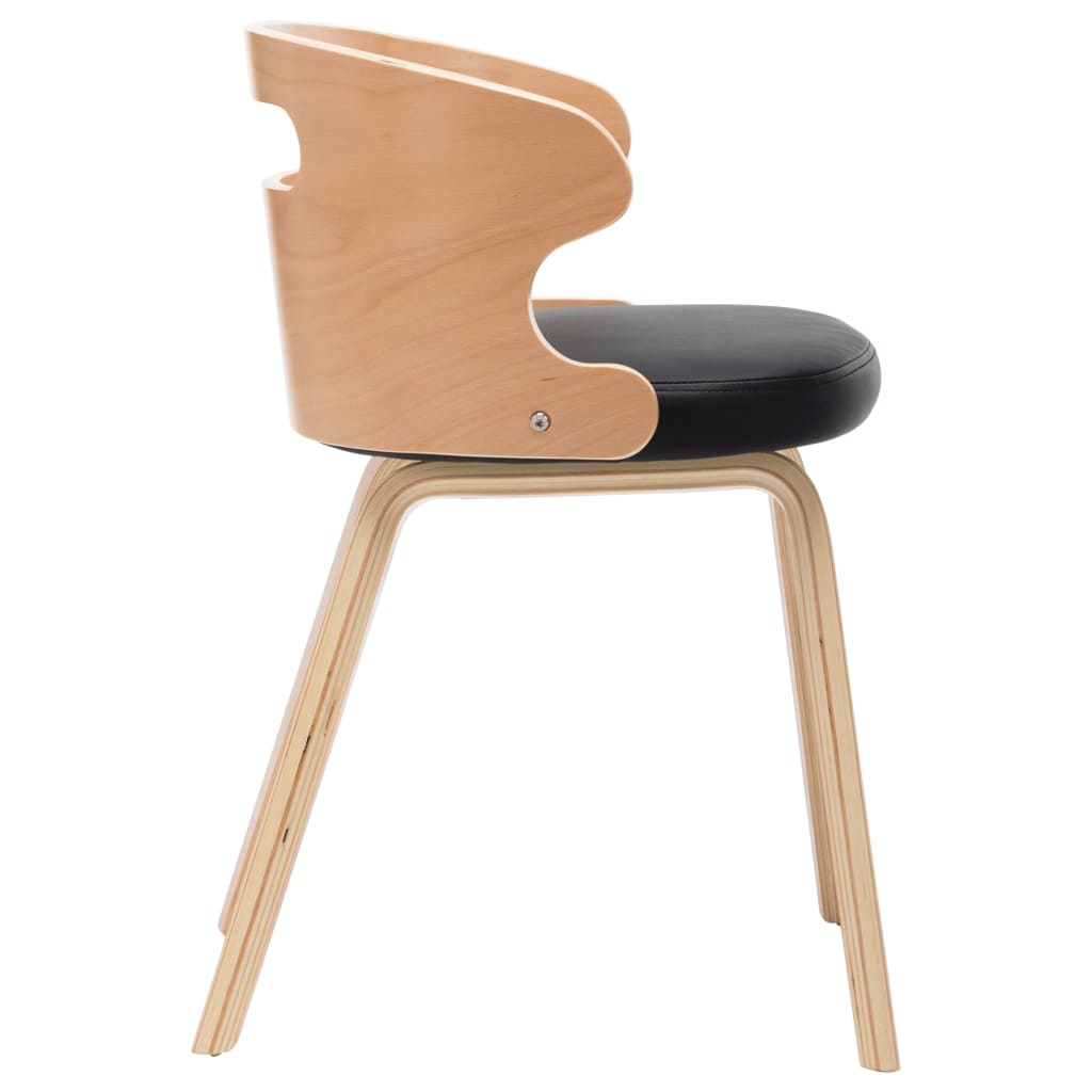 vidaXL Eetkamerstoelen 2 st gebogen hout en kunstleer zwart